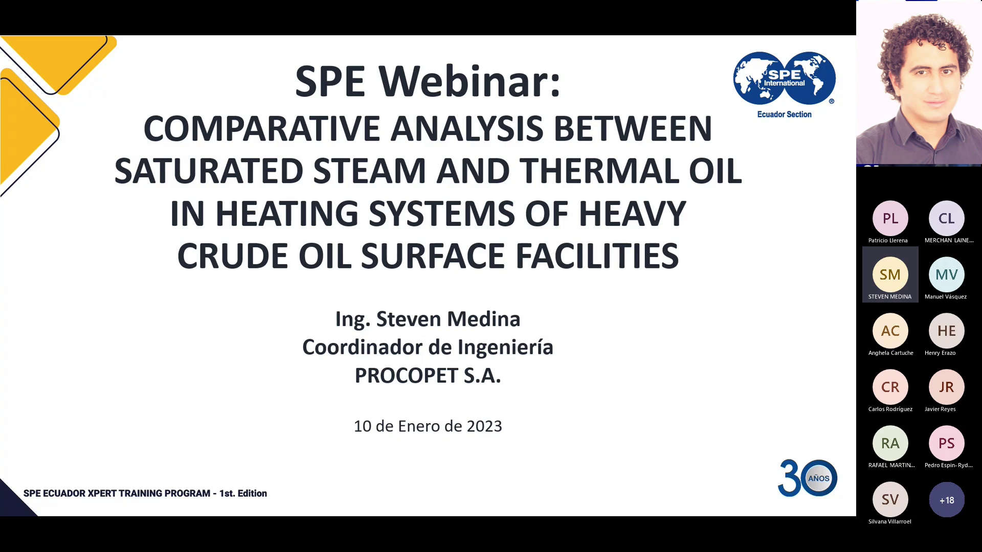 SPE Webinar Análisis comparativo entre el vapor saturado y el aceite térmico